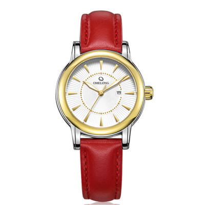 Outgoing Red Quartz Stainless Steel Watch Heart Designed , Support Calendar Date