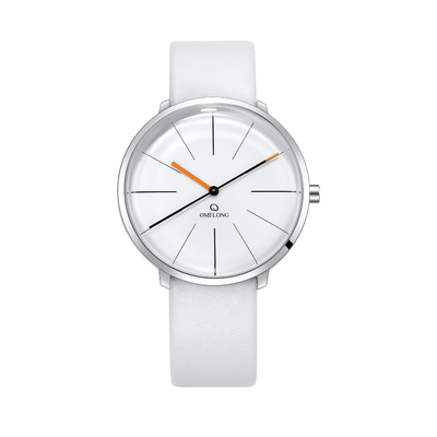 Minimalist Alloy Quartz Watches Classic Men / Women Leather Strap Curve Dial OEM